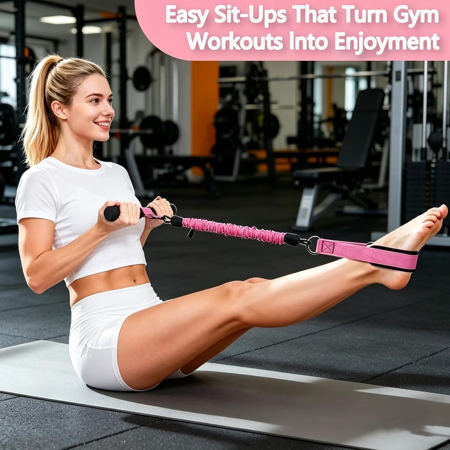 Skiennix Upgraded Pedal Resistance Band - Thickened Latex Tubes & Soft Foam Foot Pedal | Core & Arm Workout Equipment for Women