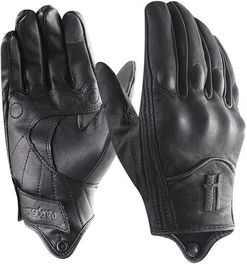 Harssidanzar Leather Motorcycle Gloves - Touchscreen Compatible for Men | GM028 Model