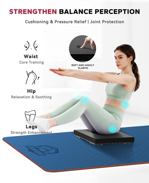 HAPBEAR Exercise Balance Pad - 15"x12" Non-Slip Textured Foam Balance Pad with 2-in-1 Stability & Massage - 2.2" Thick TPE Layer with Soft Cushioning + EVA Massage Layer for Physical Therapy, Core Training & Massage