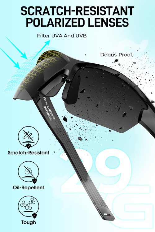 SIPLION Polarized Sunglasses Men Sports: Women UV400 Protection TR90 Frame Anti-Slip Wrap-Around for Driving Fishing Golf Running black JDS2143 C1
