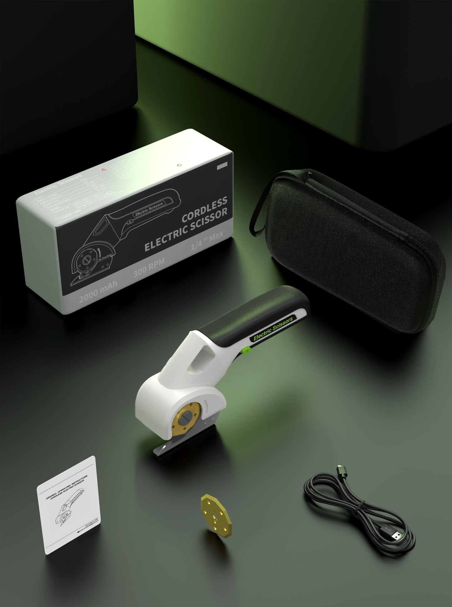 EXPEDMAN 2025 NEW 4V Cordless Electric Scissors Tools, Cardboard Cutter with 2 Titanium Blade Accessories, Safety Lock, Rotary Cutter for Cardboard, Gifts for Men&Women - Frost White