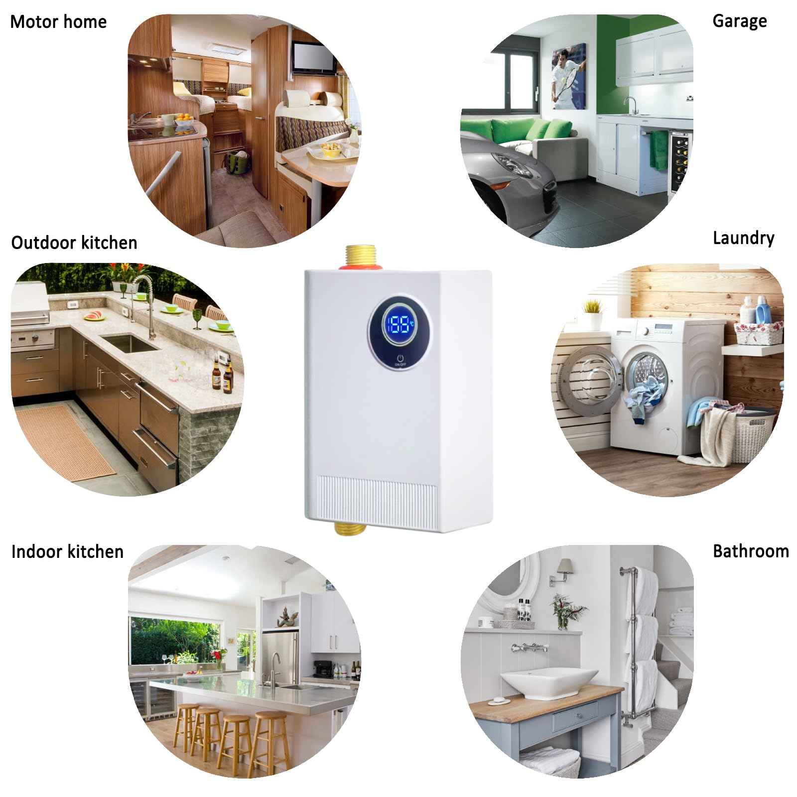 ECOTINYMACH 110V Tankless Water Heater Electric, 3000W Compact Water Heater Under Sink, Conveniently Convertible Between Fahrenheit and Celsius