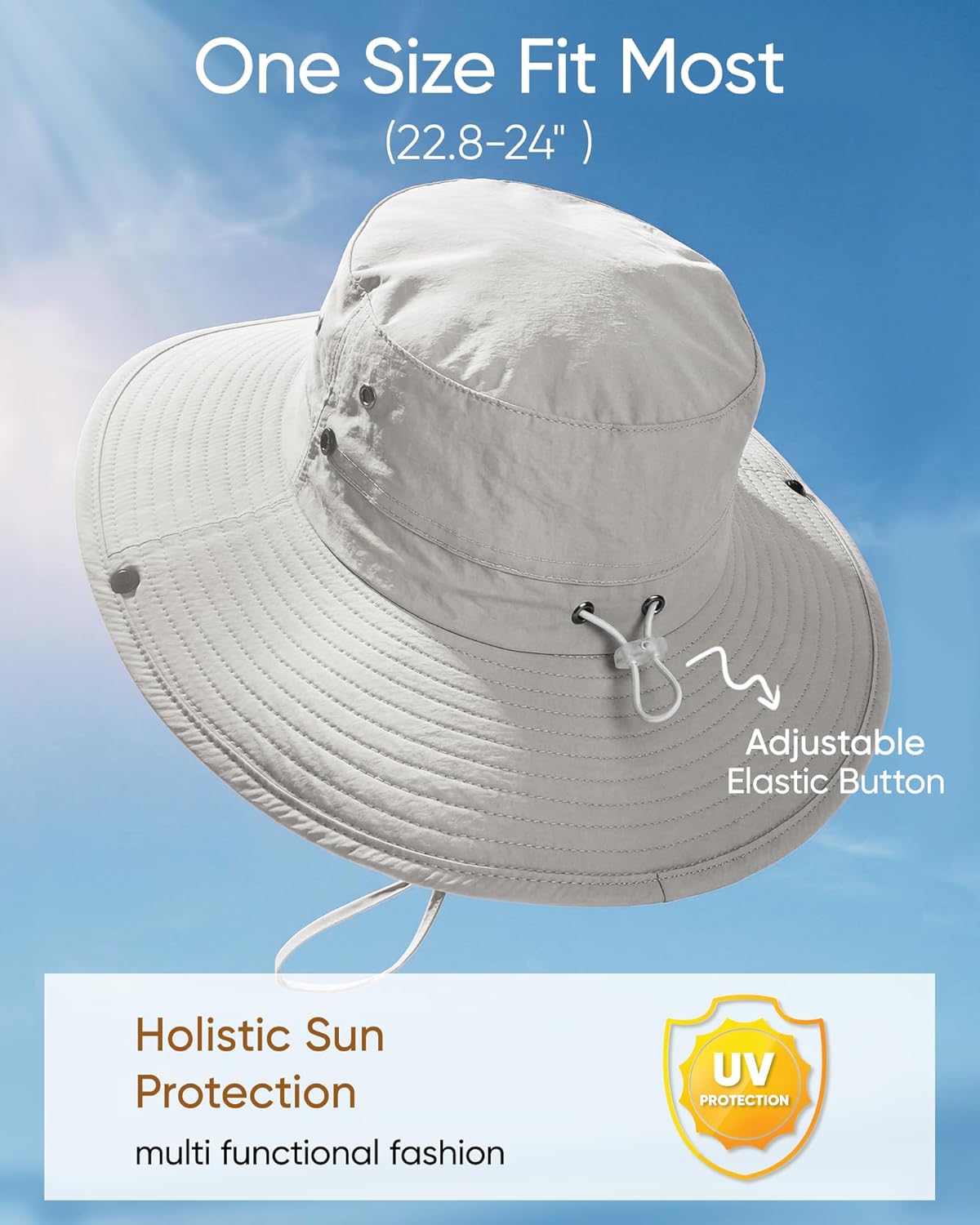 Skiennix Men's Fishing Hat - Wide Brim Sun Protection Bucket Hat for Summer Outdoor Activities