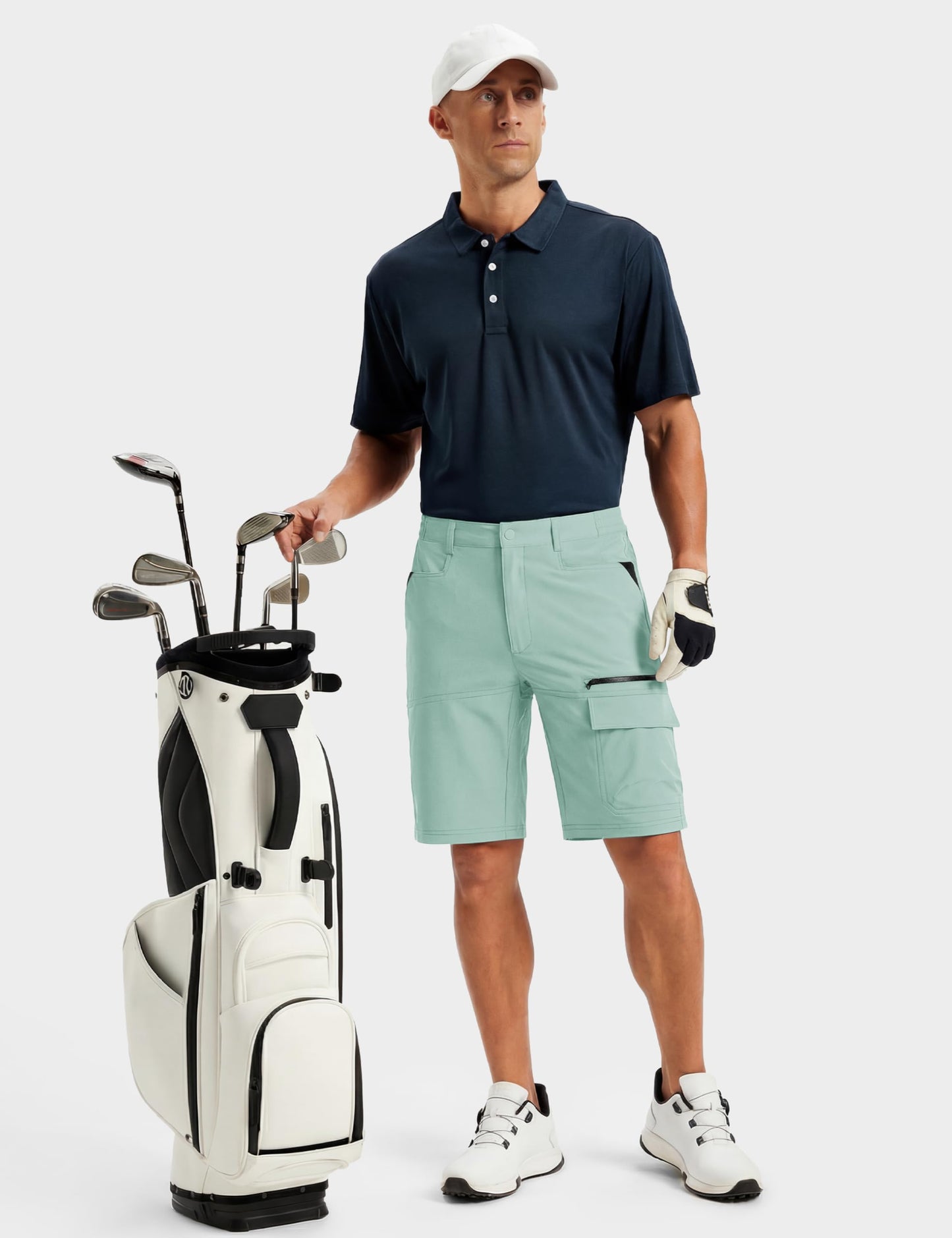 TACVASEN Mens Shorts 10" Dress Golf Outdoor Lightweight Quick Dry Summer Casual Fishing Travel Shorts with Zipper Pockets Lake Blue 40