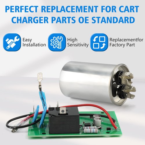 36 Volt Charger Control Circuit Board & 4uF 660VAC Capacitor Combo Set for Ezgo Powerwise Golf Club Cart, for 1994-Up Car Replaces# 11560G1 11560G2 17077G1 28667G01 28566G01 28566-G01