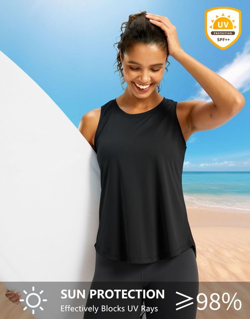 G Gradual Workout Tank Top for Women Sleeveless Athletic Yoga Tops High Neck Quick Dry Running Tennis Sports Shirts for Women(Black,M)