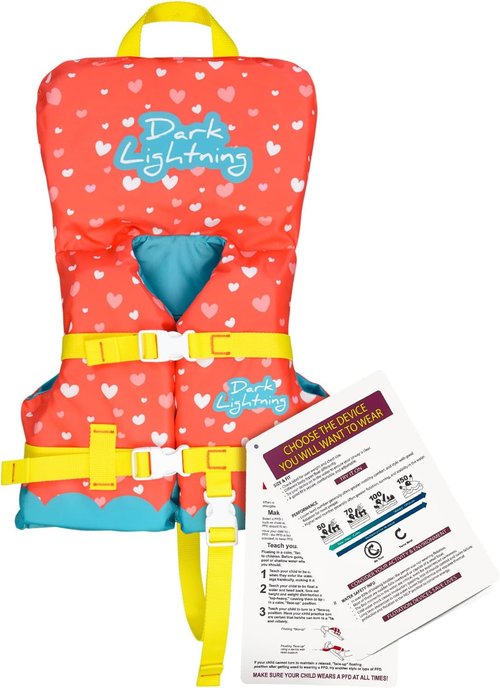 Dark Lightning Infant Life Jacket - USCG Approved Swim Vest for Babies 0-30 lbs | Ideal for Pool & Beach Fun