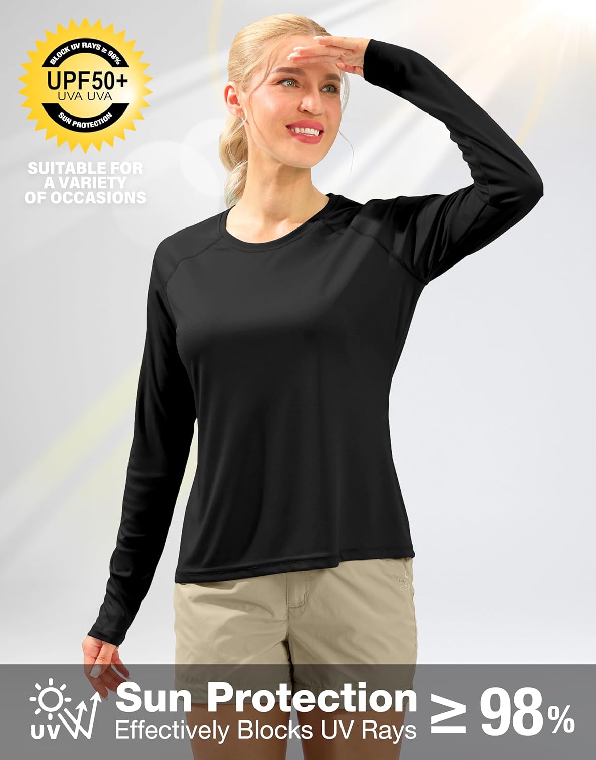 Skiennix Women's UPF 50+ Sun Shirt - Long Sleeve UV Protection for Hiking & Workouts - Lightweight & Quick Dry