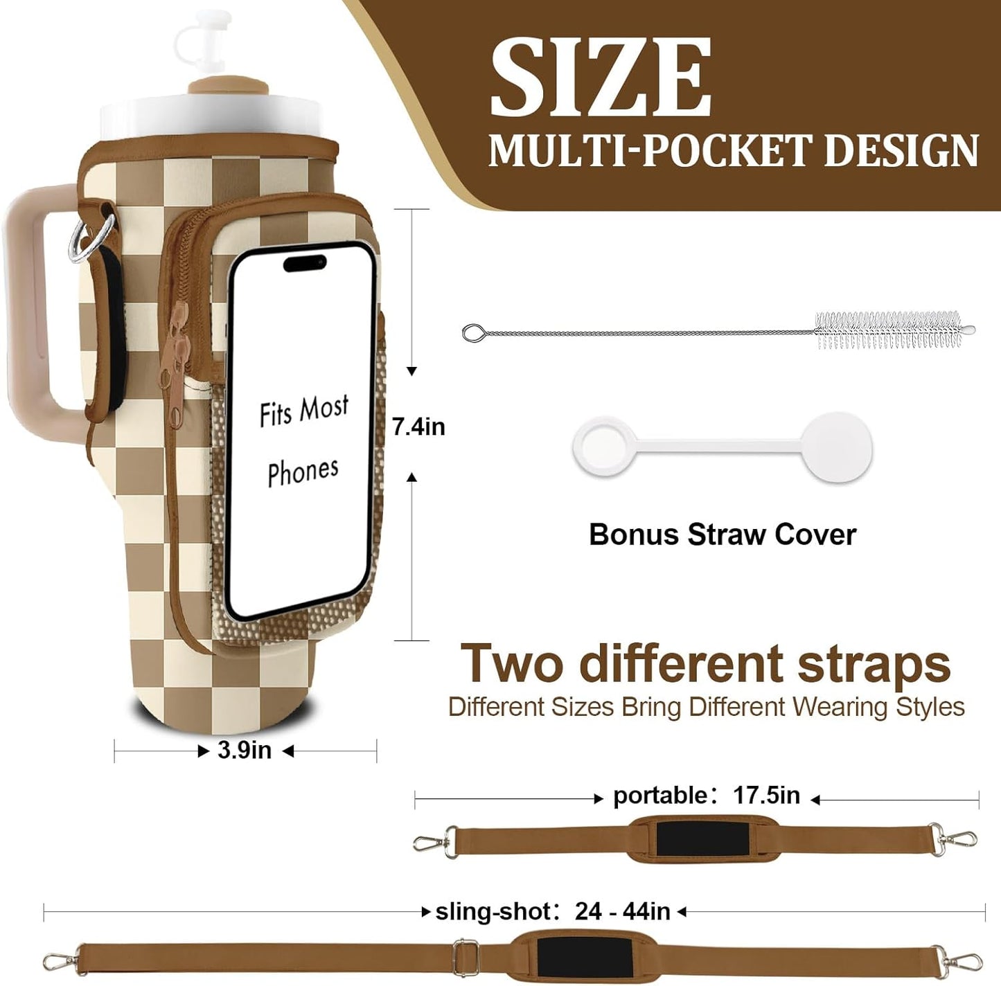 Stanley Carrier Bag - Versatile Tumbler Holder with 2 Adjustable Straps & 3 Pockets | Ideal for Hiking & Travel