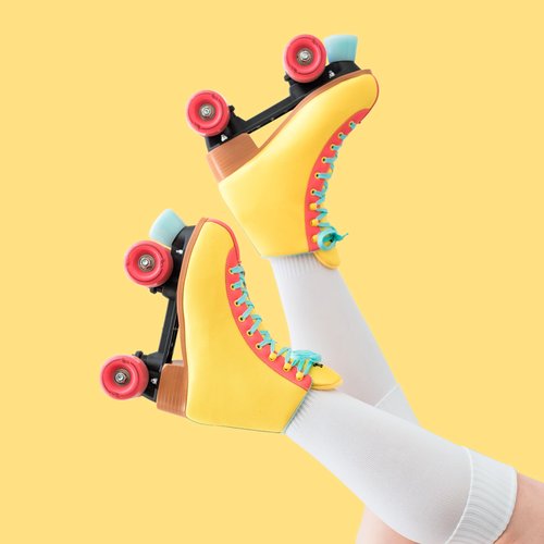 Lenexa Dottie Indoor/Outdoor Roller Skates - Women's & Kids' Skates (Ladies' 8, Yellow)