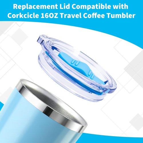 16 oz Press-in replacement lid - Compatible with corkcicle replacement lid.Only compatible corkcicle 16 oz .The slider is detachable for cleaning,Pack of 2.