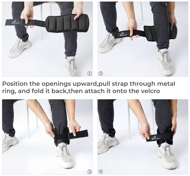 Sportneer Adjustable Ankle Weights Set - 1 Pair (2-10 lbs) Removable Sandbags for Women & Men, Comfortable Neoprene Leg Weights for Walking, Running, Pilates, Yoga, Home Workout & Physical Therapy