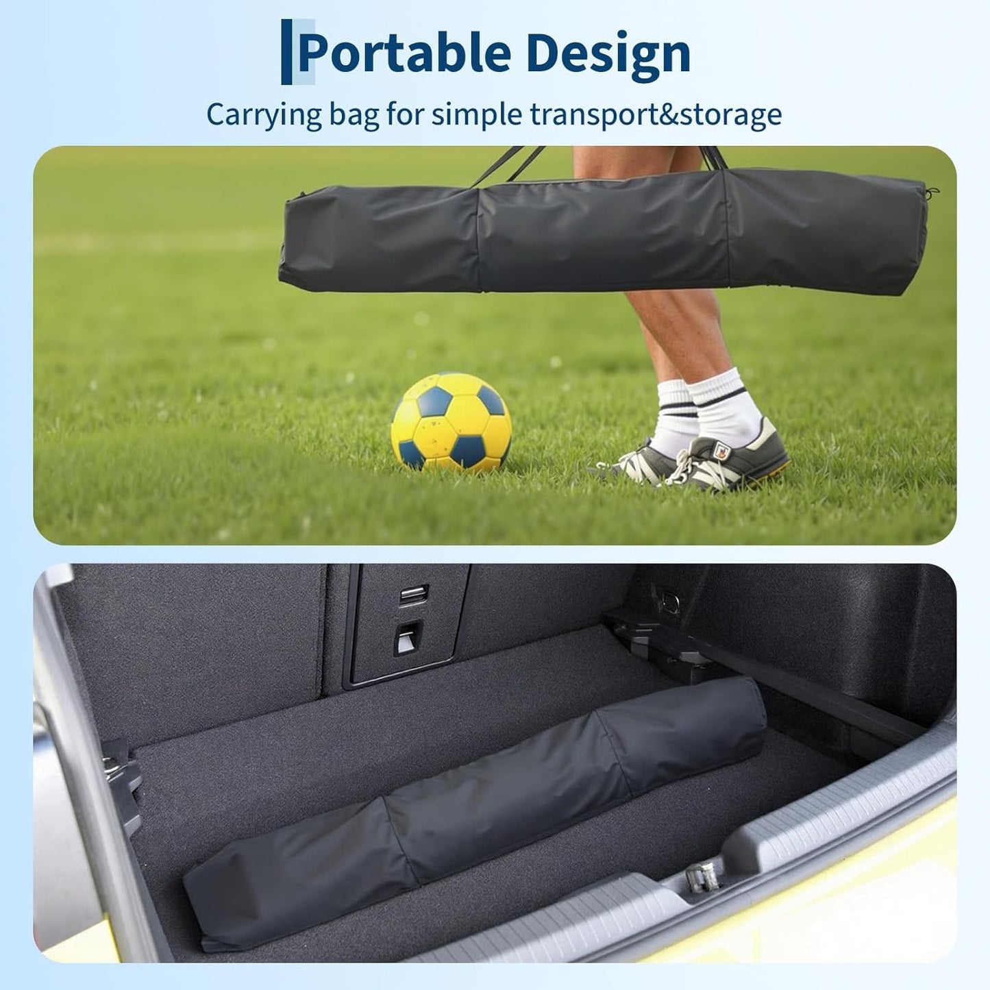 Soccer Goal | Portable 12x6 Ft & 6x4 Ft | Heavy-Duty Metal Base, Quick Setup, Weather-Resistant with Carry Bag