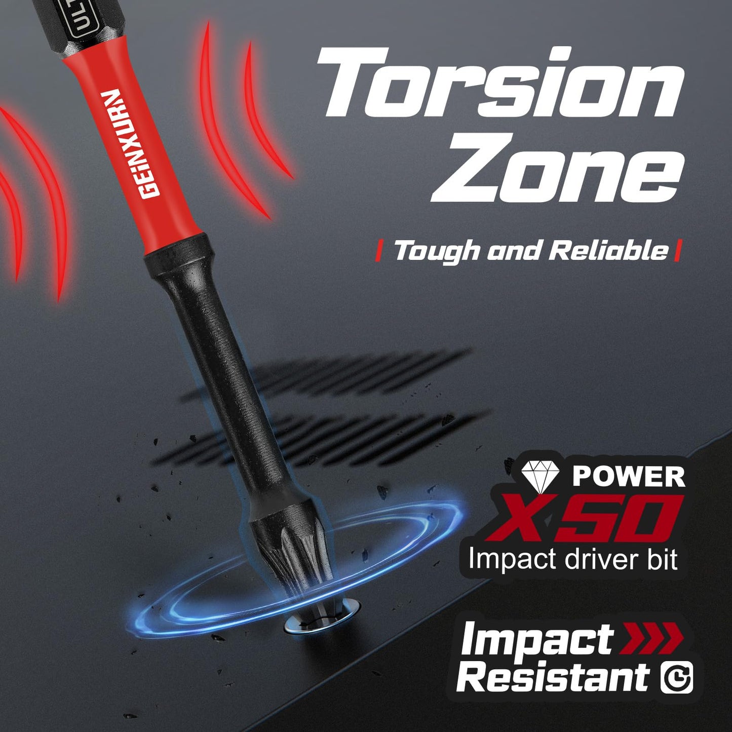 Geinxurn 3”Impact Torx Screwdriver Bits Set,13Pcs Magnetic S2 Steel Long Extension Star Driver Bits Set (T7-T40) with Color Coded Base