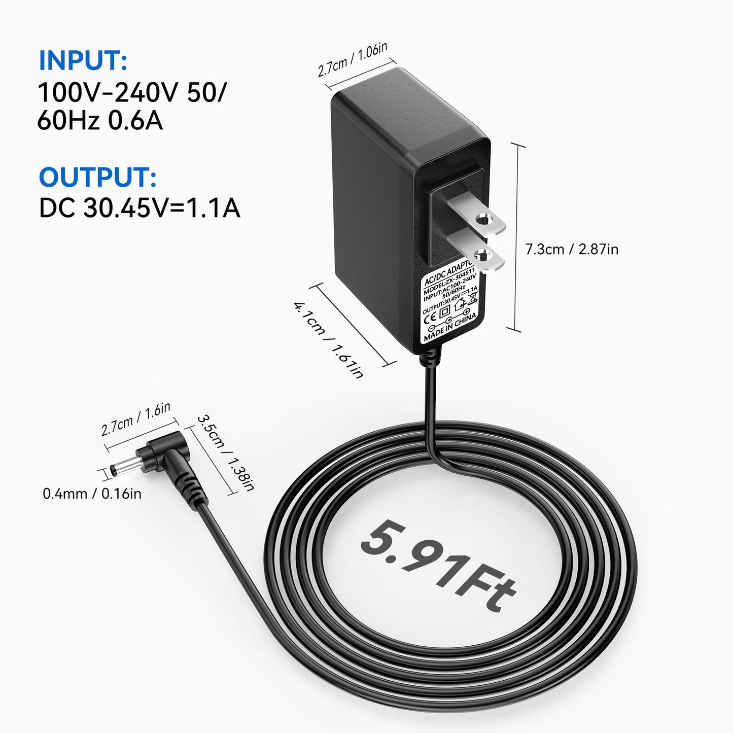 30.45V Vacuum Charger Compatible with Dyson V10 V11 V12 V15 SV12 SV14 SV16 SV20 SV22 Cyclone Absolute Animal Motorhead Cordless Vacuum Power Supply Replacement Charger