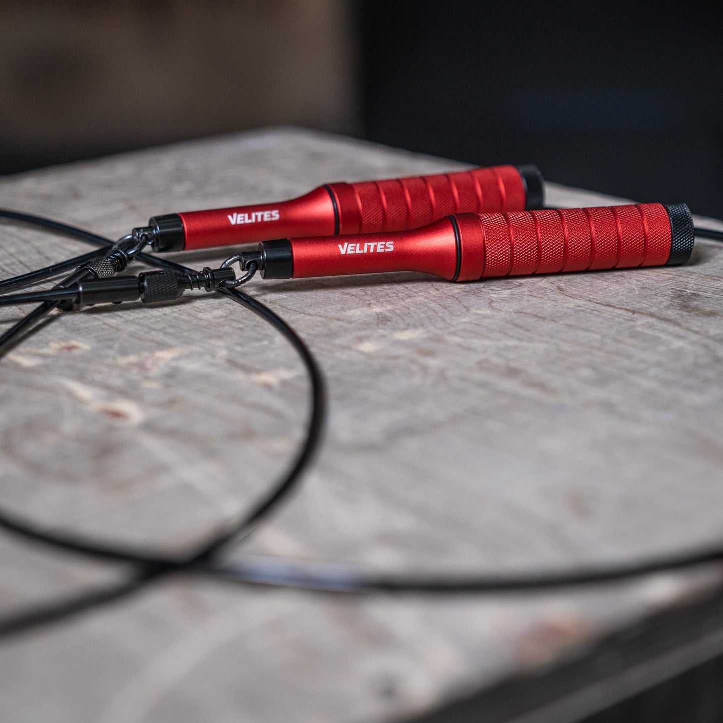 Velites Weighted Jump Rope for Crosstraining, Boxing, MMA & Fitness Earth 2.0. | Maximize your workout | Aluminum Skipping Rope (Red)