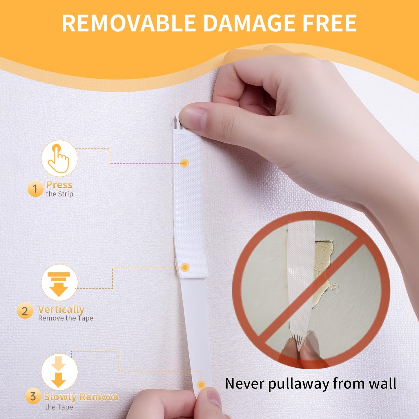 Nigwet Picture Hanging Strips Heavy Duty - 24-Pairs (48 Strips) Picture Hanging Kit Sticky Hangers for Walls, Damage Free Without Nails, Adhesive Frames/Posters/Wall Art, No Drill, White, Large