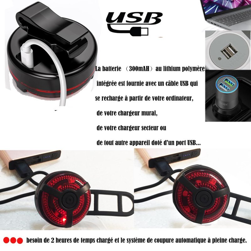 Bike Tail Light 2 Pack, USB Rechargeable LED Bicycle Tail Light Bright Bicycle Rear Cycling Safety Flashlight, 5 Light Mode Options for Adults Kids Men Women Road Mountain(Red Blue)