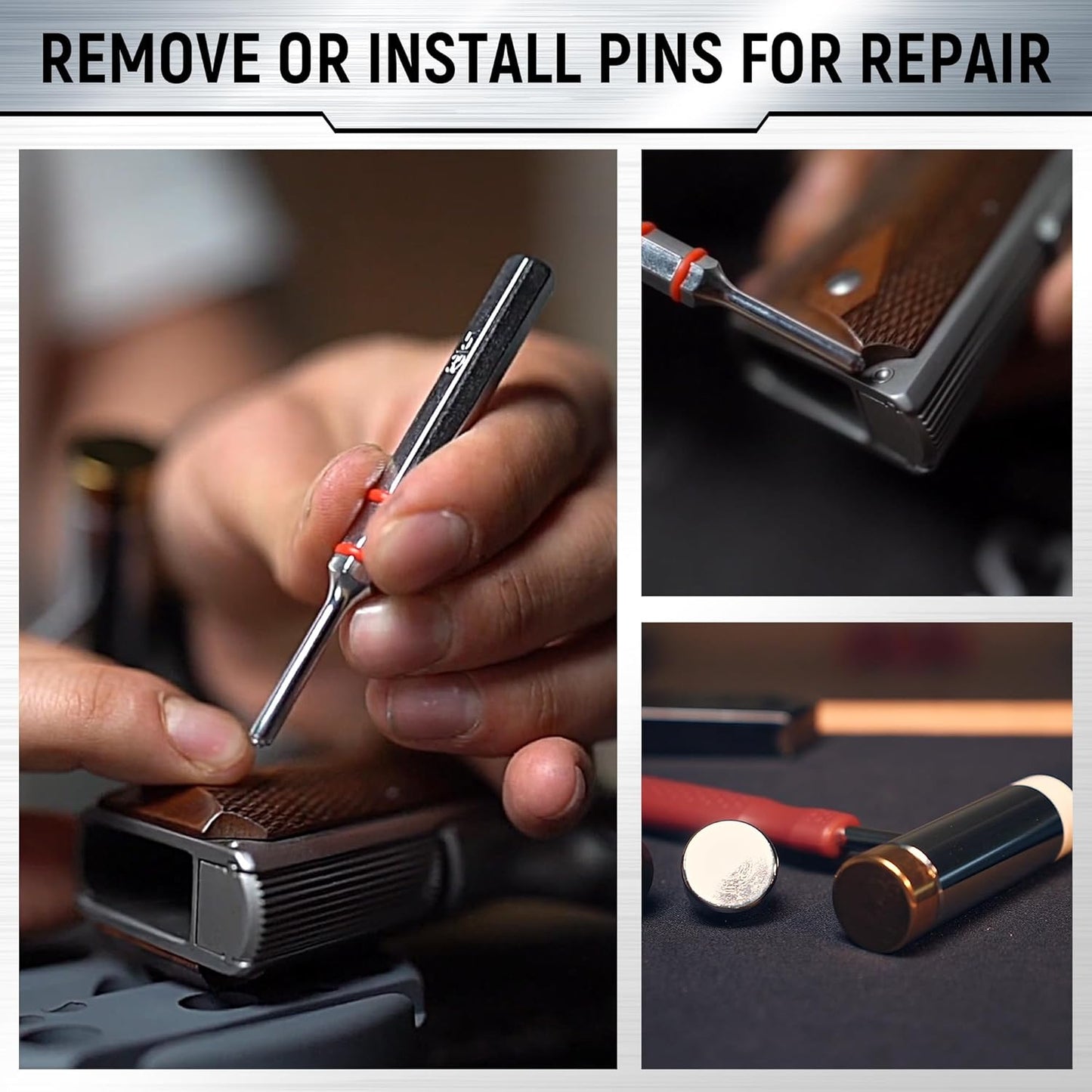 Steel Roll Pin Punch Set by [Brand Name] - High-Quality Mechanical Repair Tool with Interchangeable Hammer & Storage Case