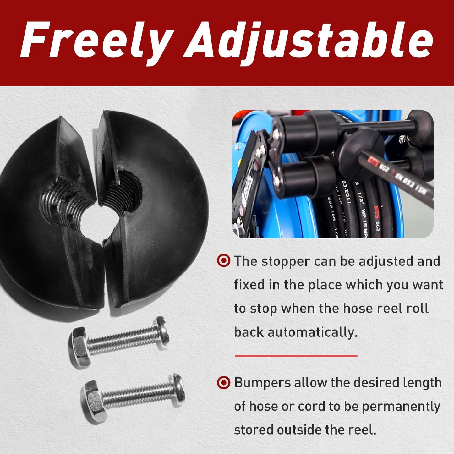 FixlyFido Ball Stopper for Air Hose Reels - Compatible with 1/2 Inch Air Hoses - Prevents Tangling and Damage