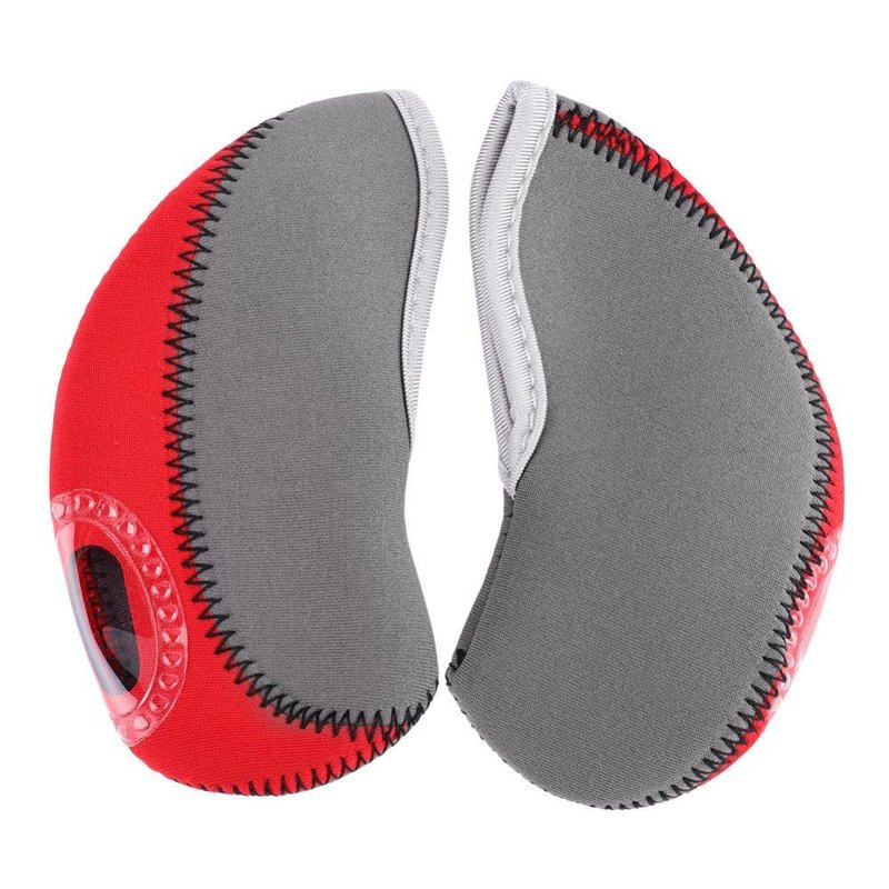 Neoprene Iron Cover, Dilwe 10 Pcs Putter Protector with Zipper, Long Neck, See Through Window, Golf Club Sleeve (Gray+Red)