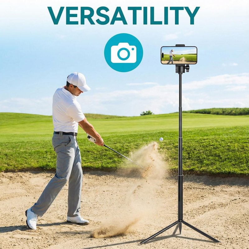 WIGERLON Golf Monopod Stick,Golf Tripod, Golf Recording Stick with Magnetic Phone Holder and a Adjustable Clip Smartphone Holder.irangesports Stick for Golf Swing