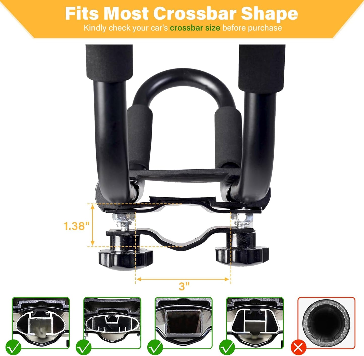 PIRIPARA Kayak Roof Rack - J-Bar Carrier Holder for Canoes & Surf Skis | Set of 2 Pairs for SUVs & Trucks