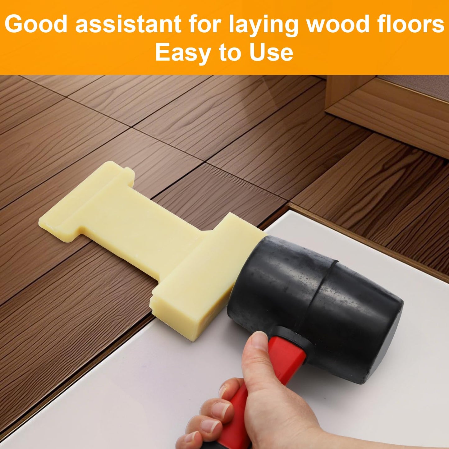 Yesland 2 Pack 4 in 1 Laminate Flooring Tools, Wood Floor Composite Board Laminate Installation Tool, Wood Floor Installation Tapping Block (Large) (Inclined Slot, Barb Slot U, V Slot, L Slot)