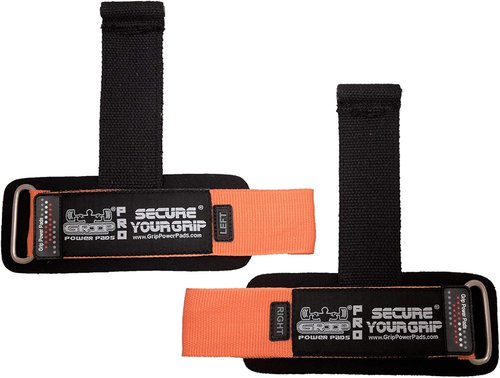 Gym Lifting Dowel Straps | Neoprene Padded Wrist Wraps for Weight Training & Bodybuilding – 2 Pack (Orange)