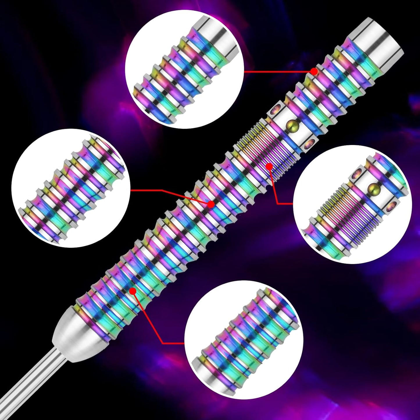 WIN.MAX Darts Metal Tip Set - Professional 90% Tungsten Steel Darts, 20-28 Grams, Includes Extra Flights