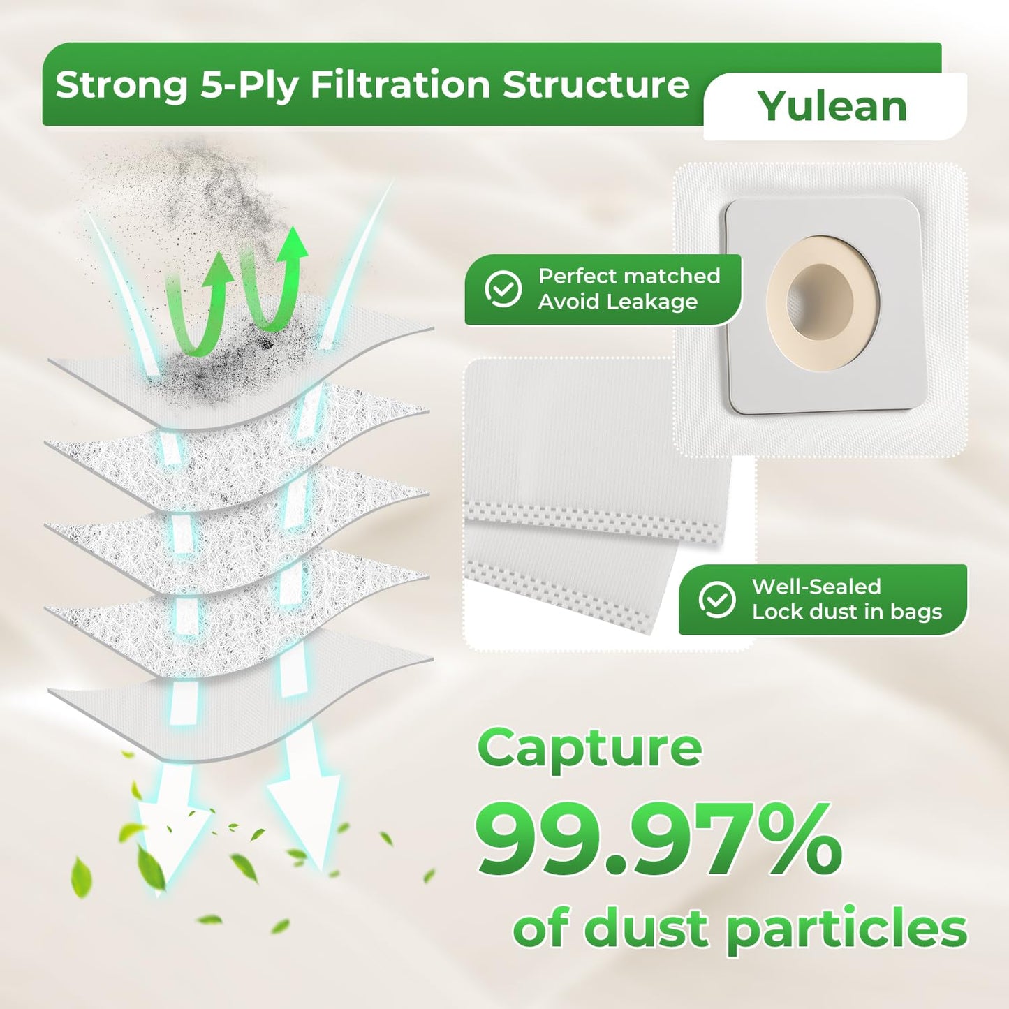 4 Pack Style 7 HEPA Vacuum Bags Compatible with Bissell Upright Vacuums: PowerForce 1739 3522 3525 71Y7, PowerGlide 3545, Plus 3350 3550 3553, Lift-Off 3554, Powertrak 6592 Series Vacuum, Part#32120