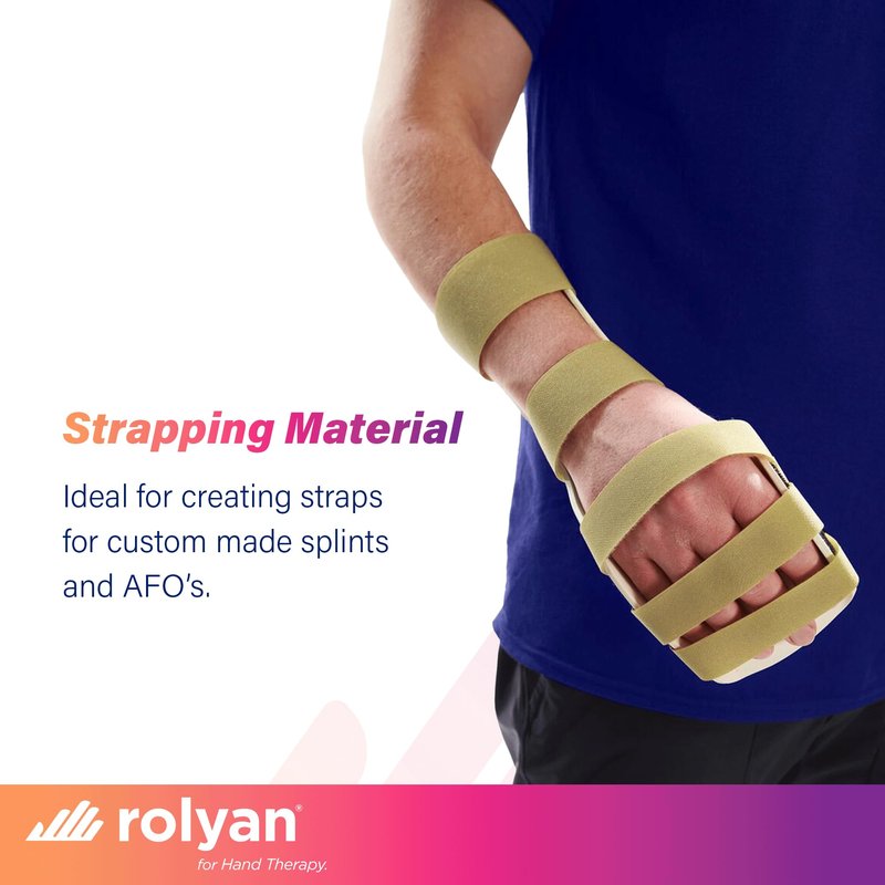 Rolyan Neoprene Strapping Material, 1/8" x 1" x 3.5 yd, Beige, For Use With Thermoplastic Splinting Material, Hook Receptive Strap for Braces and AFOs, Soft Cushioned Strap for Custom Fit,Trim to Fit