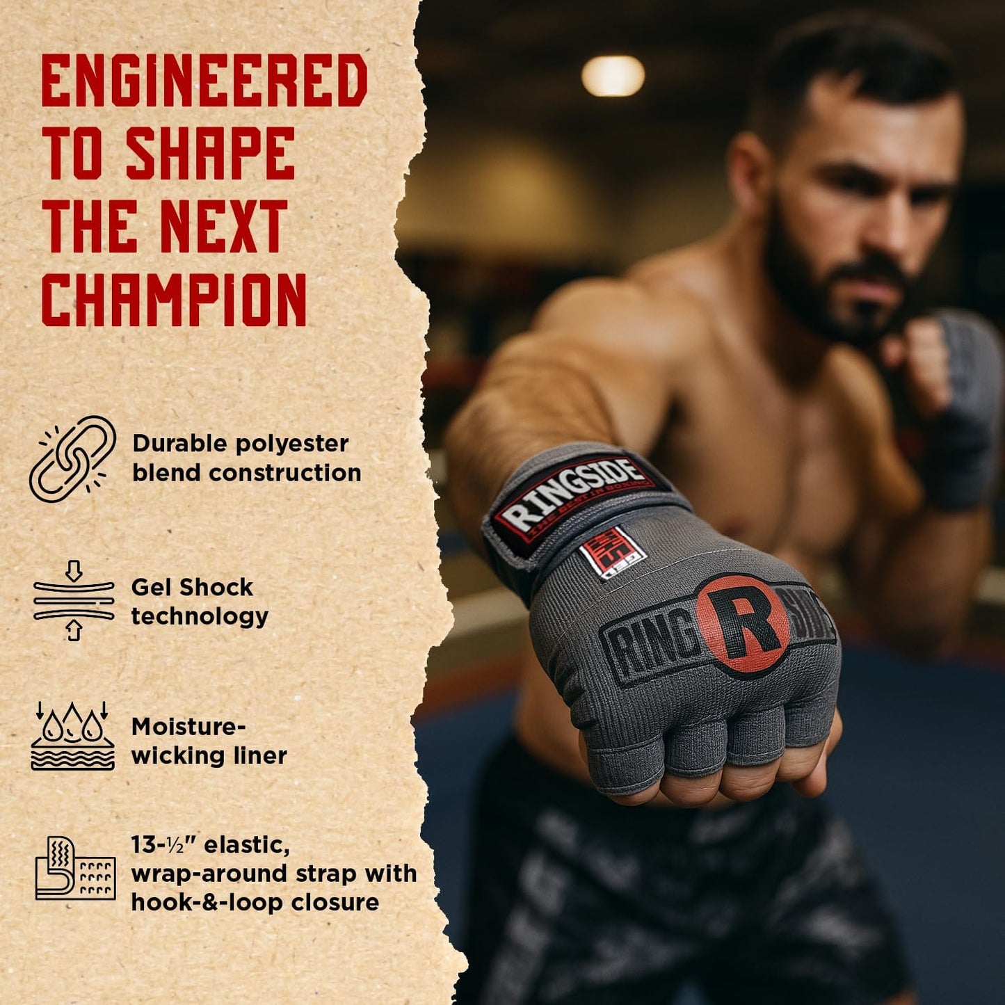 Ringside Gel Shock Quick Wraps - Impact-Absorbing Hand Wraps for Boxing, MMA & Martial Arts
