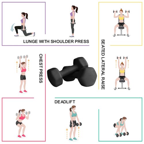 Balelinko Home Gym Equipment Workouts Strength Training Weight Loss Pilates Weights Yoga Sets Free Weights for Women, Men, Seniors and Youth, 8LB Black, Pair