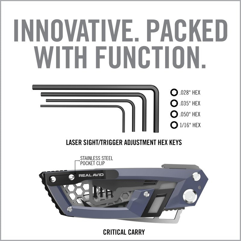 Real Avid Gun Tool Edge Pistol – Compact EDC Multitool with 2.6 Inch Knife Blade, Hex Keys, 3/32" Pin Punch, Nut Wrenches, Tap Hammer and Pick - Everyday Carry Tool for Sight Adjustments & Disassembly