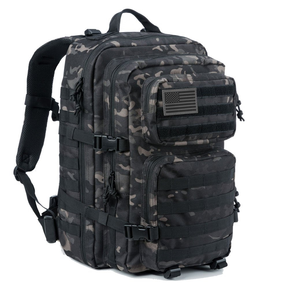 REEBOW GEAR Military Tactical Backpack for Men Large Army 3 Day Assault Pack Molle Hiking Daypack Bag (Camo Black)