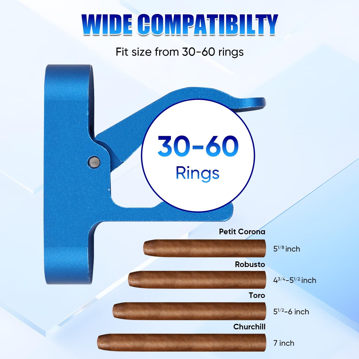 Kingson Magnetic Cigar Holder for Golf Cart, Aluminum Cigar Clip with Velcro Mount, Universal Fit 30-60 Ring Gauge, Golf Accessory & Cigar Gift for Golfers