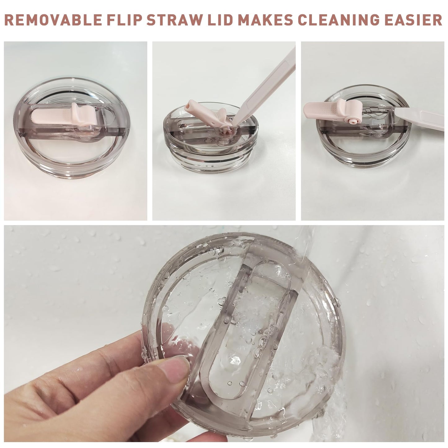 40oz Tumbler Flip Straw Lid for Stanley, Leakproof Detachable Reusable Cup Cover for Office, Gym, Outdoor (Pink)