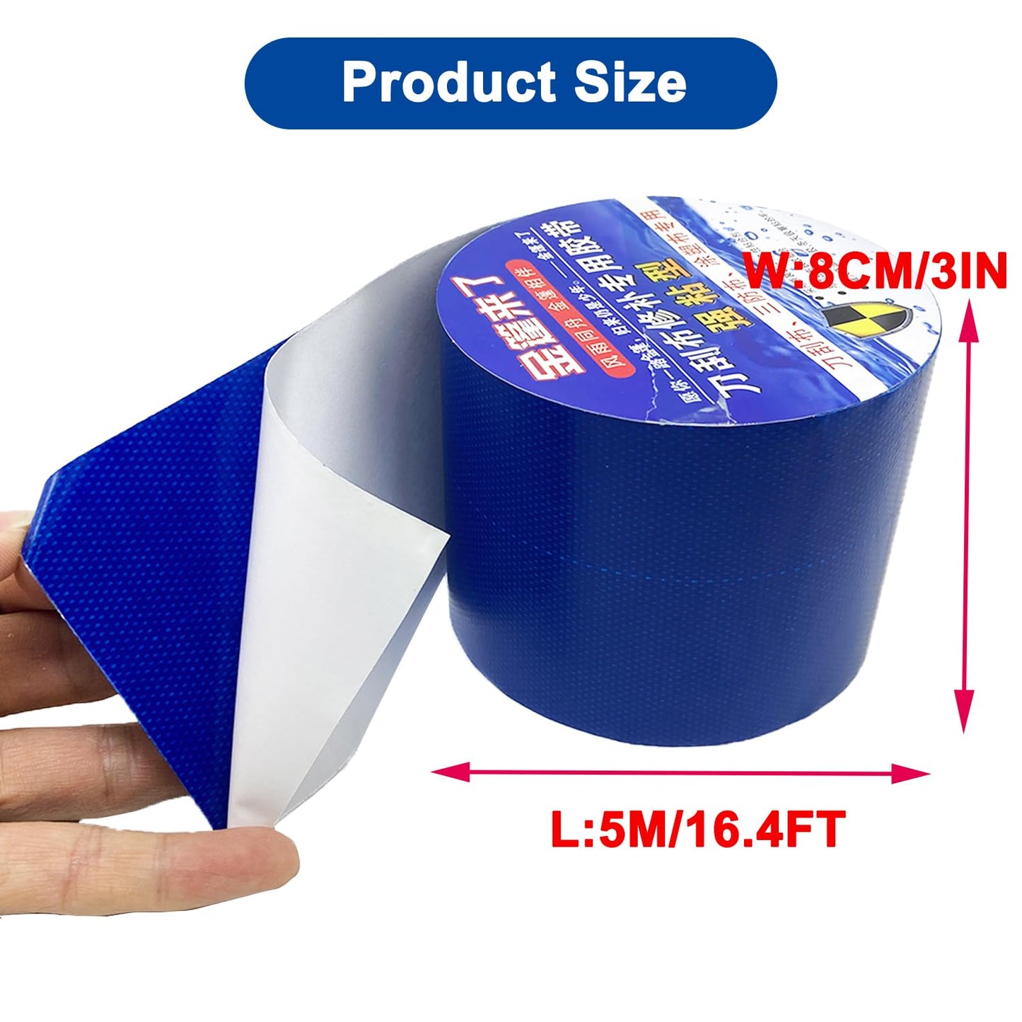KAIHENG Tarpaulin Repair Tape, 3.15IN*16.4FT Blue Waterproof Tarp Repair Tape Patch, Heavy Duty RV Covers Tent Repair Tape for Truck Camper Travel Trailer Boat Covers