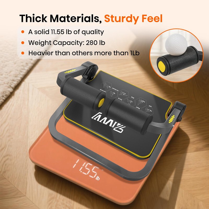 ZIWWVY Foldable Ab Machine - Adjustable Sit Up Bench for Home Gym, 300lb Capacity, Portable Core Workout Equipment