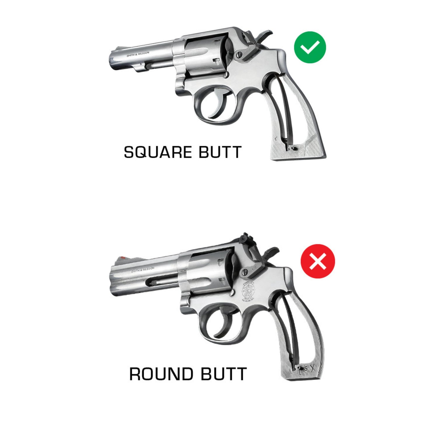 Hogue OverMolded Rubber Monogrip for S&W N Frame, Square Butt Revolver Grip, Black - 29000