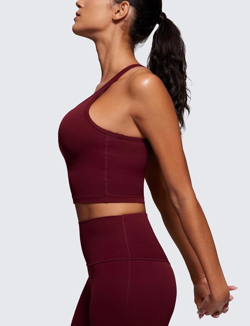 CRZ YOGA Butterluxe Racerback Crop Tank Top - Padded Y-Back Design for Comfortable Yoga & Workouts