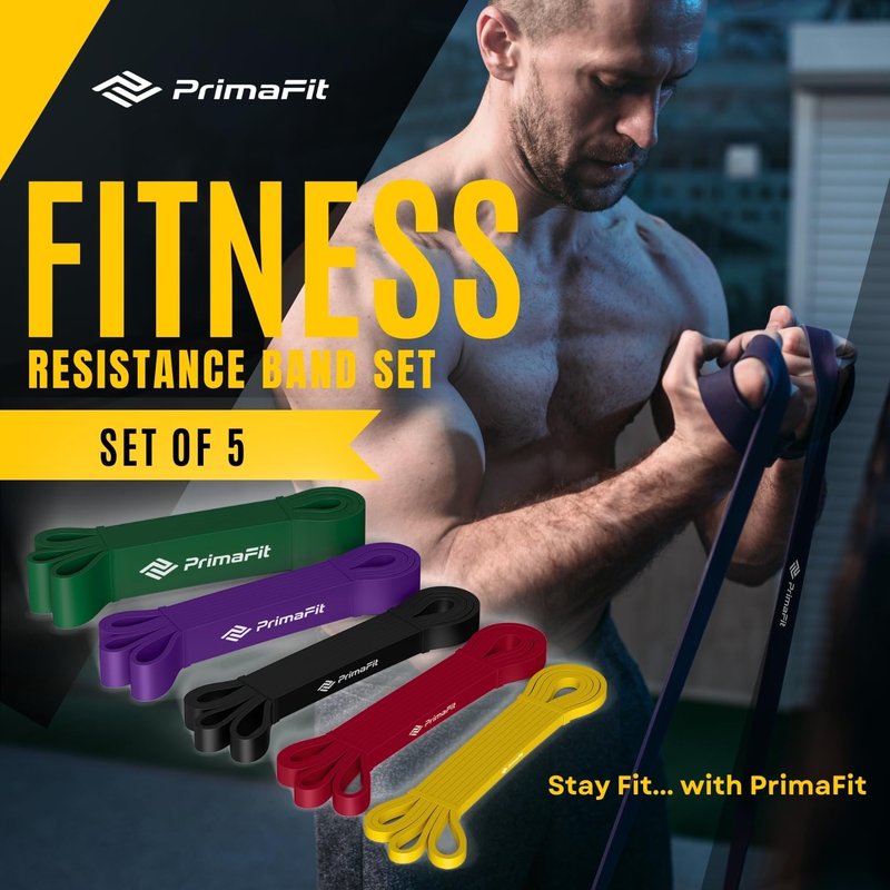 PrimaFit Resistance Bands for Working Out, Exercise Bands Resistance, Pull Up Assistance Bands, Workout Bands, Weights Dumbbell Set Alternative, Stretching, Gym Bands, Men Women