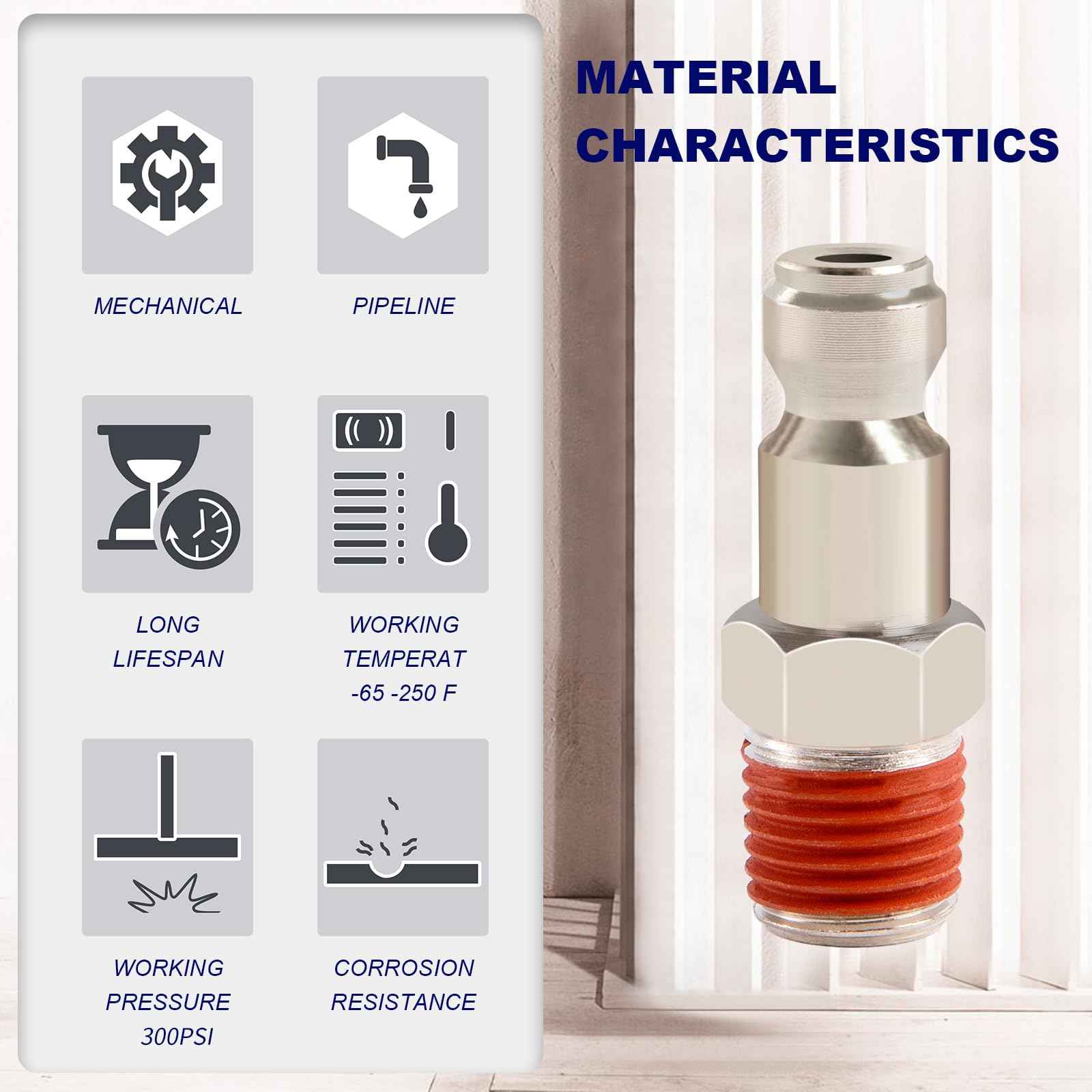 ChillWaves Automotive T-Style Air Plug, 1/4" NPT Male Pneumatic Plugs, Air Compressor Accessories Fittings(20-PACK)