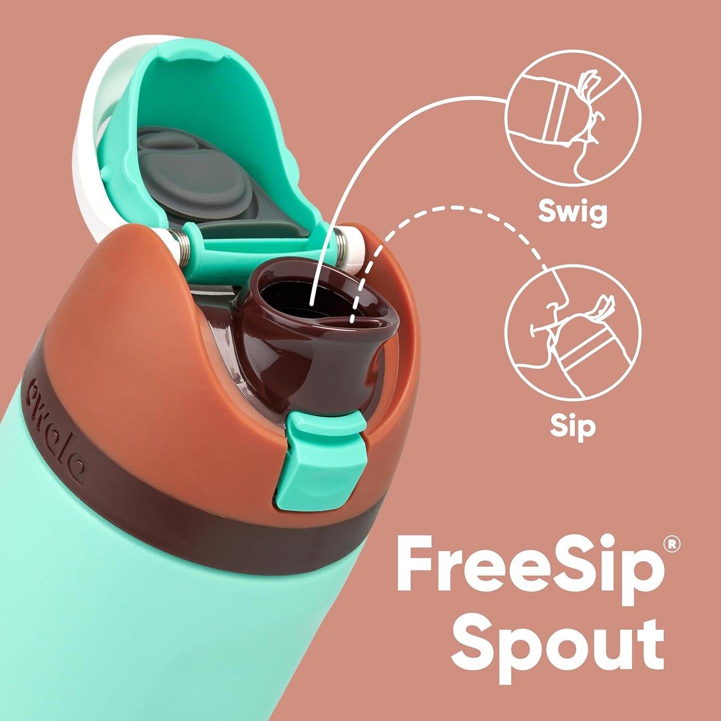 Owala Kids FreeSip Insulated Stainless Steel Water Bottle - BPA-Free, 16 oz, Mint Chocolate for Sports & School