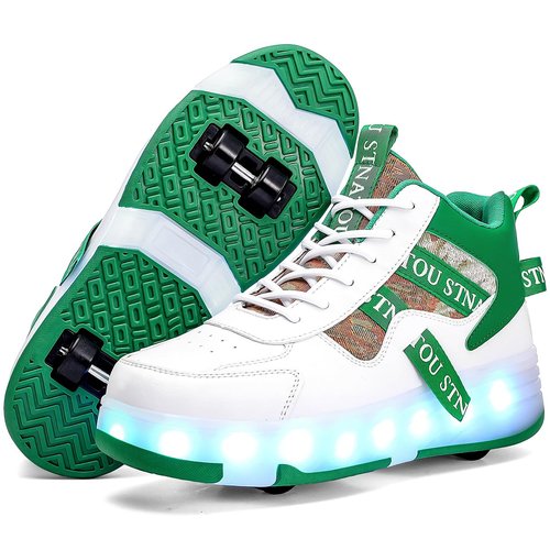 HHSTS Roller Skate Shoes for Kids Upgraded 16 LED Model 4-Wheels USB Charge Light up Boys Girls High Top Fashion Sneakers for Child Christmas Birthday New Year Gifts