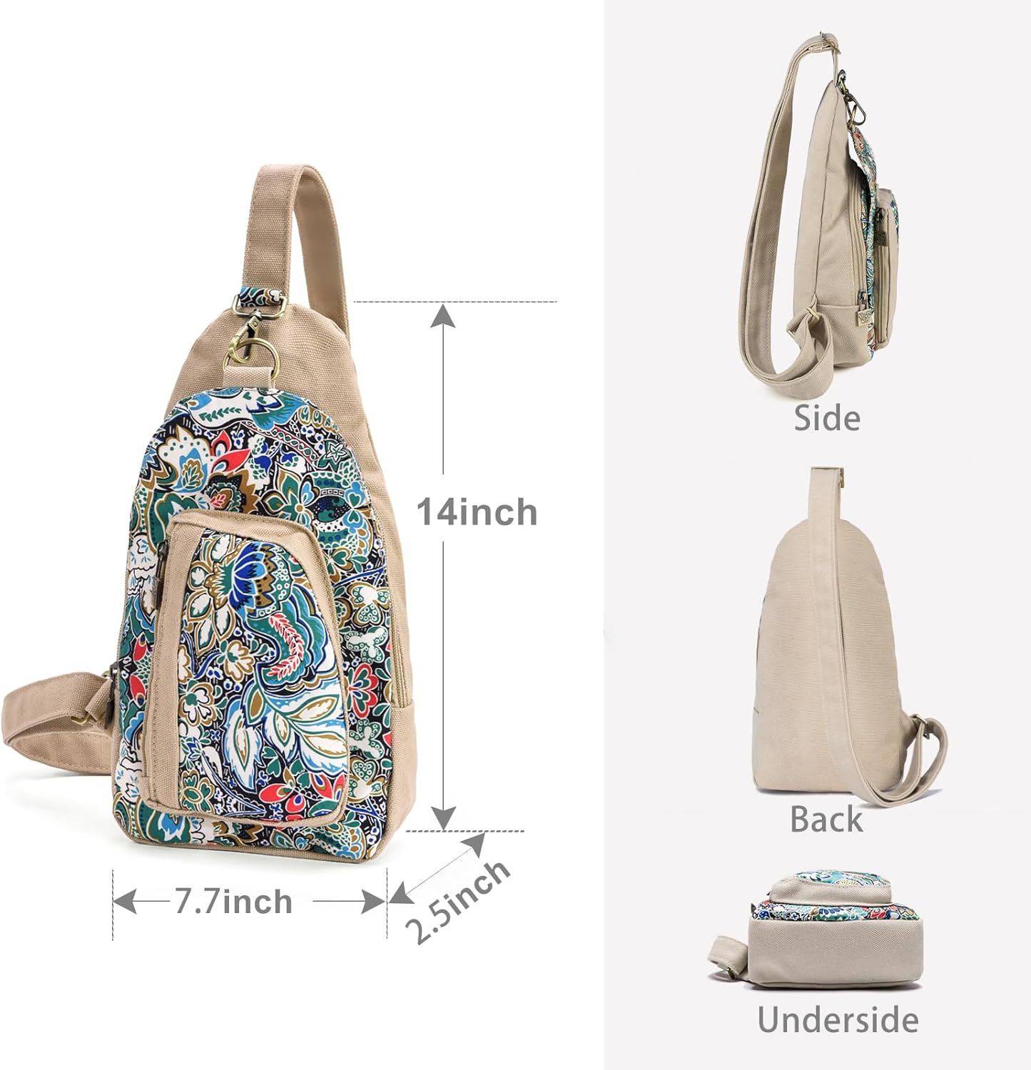 Skiennix Black Butterfly Canvas Chest Bag - Stylish Crossbody Pack for Travel | Small Size