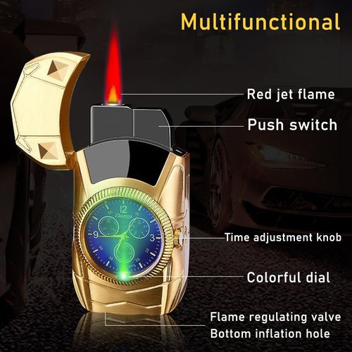 Torch Lighter, Cool Sports Car Lighter - Premium Metal Windproof Adjustable Red Flame, Refillable Butane Gas Lighter for Outdoor Indoor (Without Butane), Ideal Gift for Men & Women-Black
