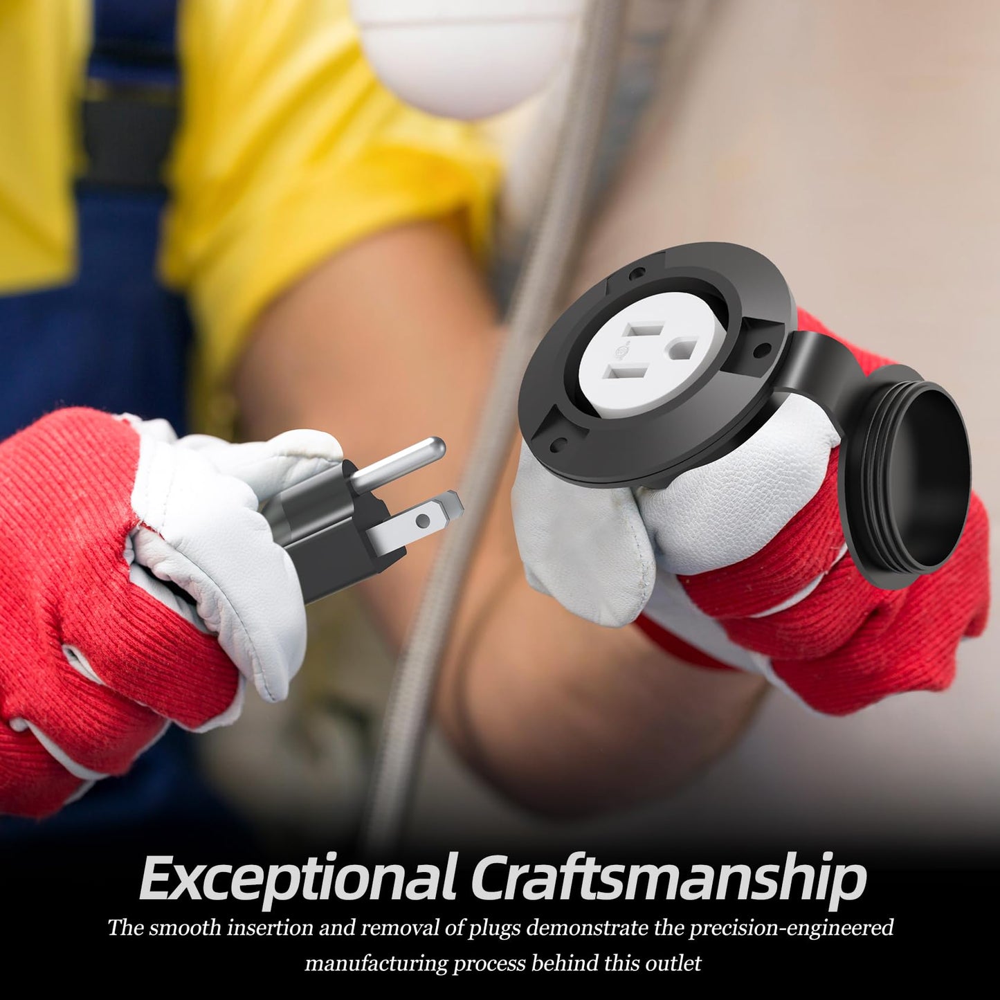 120V 15A Flanged Outlet Female Electrical Outlet with Cover NEMA 5-15R Waterproof Receptacle for RVs Marine Truck Bed Block Heater ETL Listed