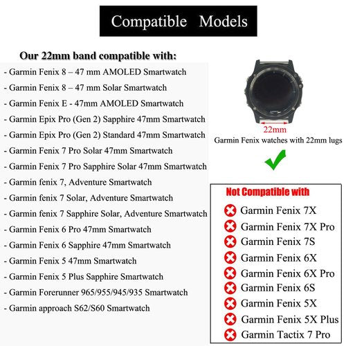 22mm Elastic Arm/Ankle Band with Ladder Lock for Garmin Fenix 8 Fenix E Epix Pro 47mm/Fenix 7/6 Pro/5 Plus, Stretchy Band for Men and Women, Black, Medium